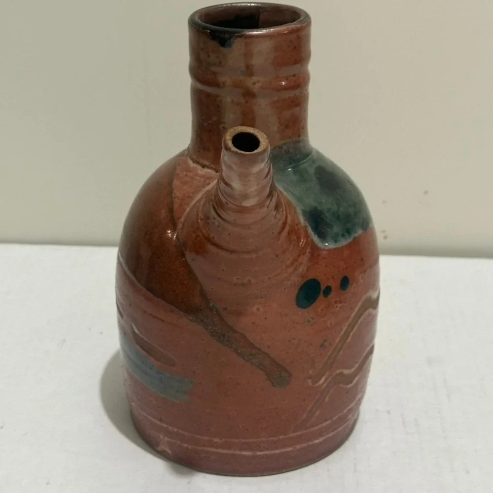 Handmade Ceramic Pitcher with Spout and Handle Artistic Glaze Design
